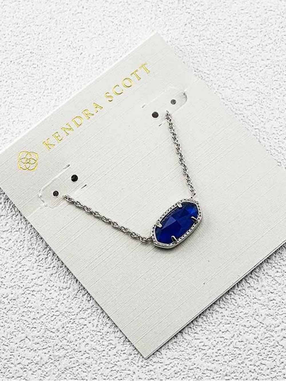 Kendra Scott Silver Necklace with Deep Blue Stone